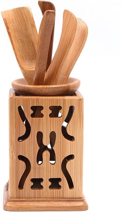 Thee-accessoires van natuurlijk bamboe - Kungfu-theeset - Reserveonderdelen - Theeceremonie - Set van 6 stuks - Geschikt voor merk - Bamboe model