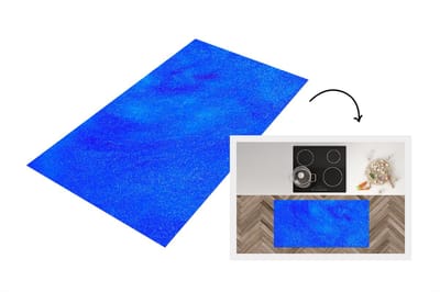 Keukenloper - Loper keuken - Blauwe glitterstructuur in een bewegend patroon - 120x60 cm - Keukenloper vinyl