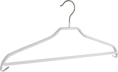 De Kledinghanger Gigant - Kledinghanger - Volwassenen - 8352 - 25 Stuks - Blousehanger - Shirthanger - metaal - Wit - Anti-slip Coating - Broeklat - 46 cm - Kleerhanger (8352_01/25)