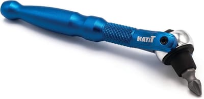 Micro Ratel Bit Driver - Draaibare Schroevendraaier - Kleine Ruimtes - 90 Tands Mechanisme - 4 Inch - Blauw