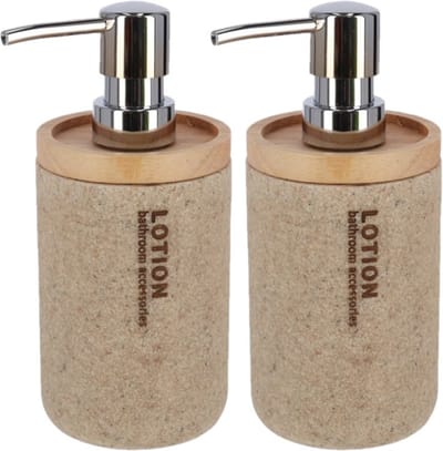 Gerimport Zeeppompje - 2x - bruin - lotion - 17 cm - navulbaar - toilet/badkamer