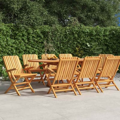 vidaXL - Opklapbare - stoelen, - 8 - stuks, - 61x67x90 - cm, - massief - teakhout