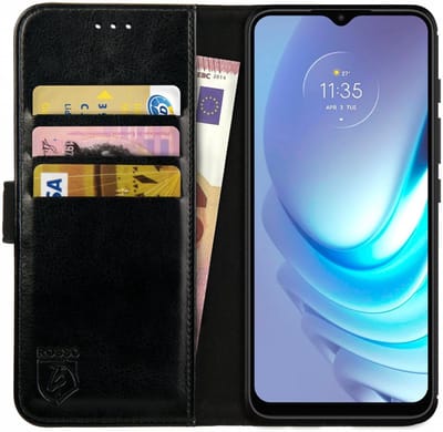 Rosso Element Book Case Wallet Hoesje Geschikt voor Motorola Moto G50 | Portemonnee | 3 Pasjes | Magneetsluiting | Stand Functie | Zwart