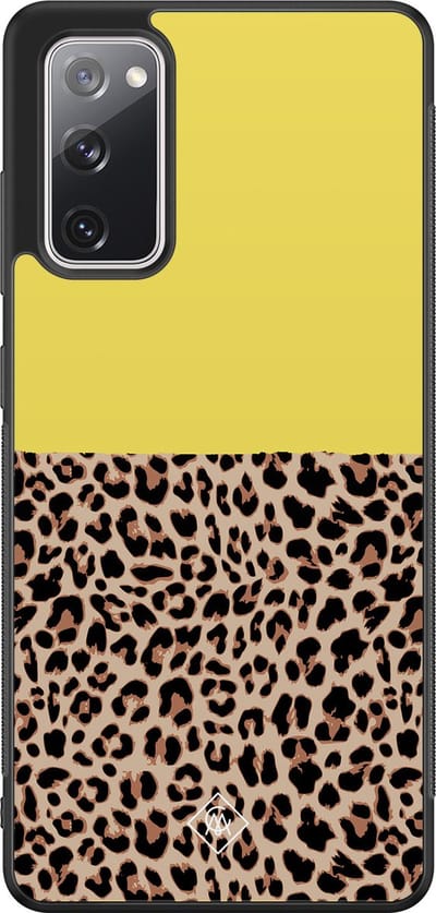Casimoda® hoesje - Geschikt voor Samsung Galaxy S20 FE - Luipaard Geel - Zwart TPU Backcover - Luipaardprint - Geel