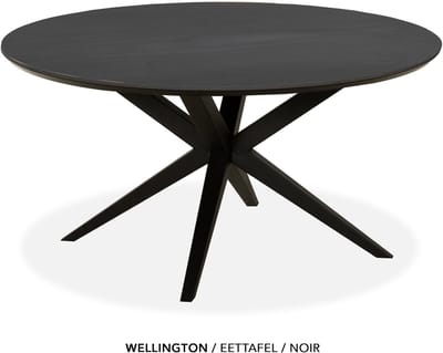 Maxfurn - Eettafel rond met verjongde rand | Zeer krasvast | Kleur: Noir | diameter 120cm
