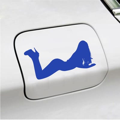 Bumpersticker - Liggende Dame - 8 X 17 - Blauw