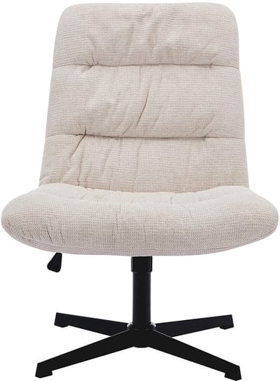 Vente-unique Draaifauteuil van beige gechineerde stof SELENDO