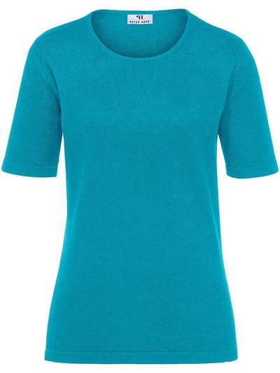 Trui ronde hals en korte mouwen Van Peter Hahn turquoise