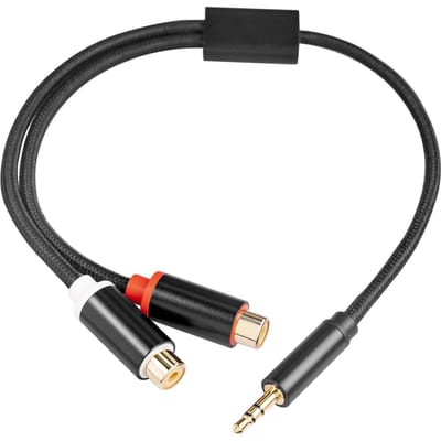 3.5mm Mannelijk naar Dubbel RCA Vrouwelijk Kabel 1/8 Inch naar Dubbel RCA Stereo Audiokabel Verguld 1ft zwart