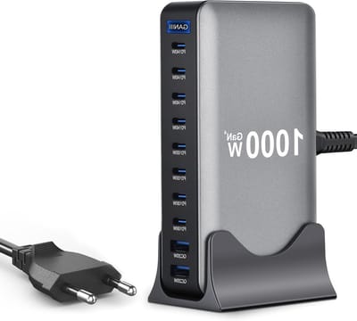 Krachtige 1000W USB C Oplader met 10 Poorten, Snelladen voor Laptop, MacBook en Smartphone