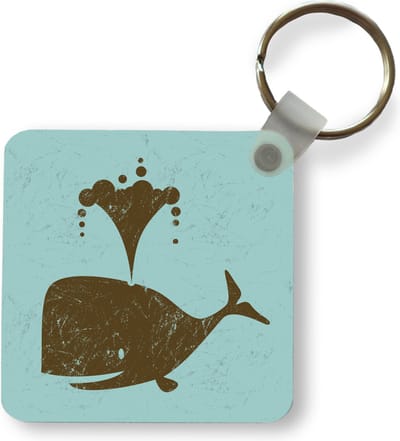 Sleutelhanger - Uitdeelcadeautjes - Illustratie van het silhouet van een walvis - Plastic