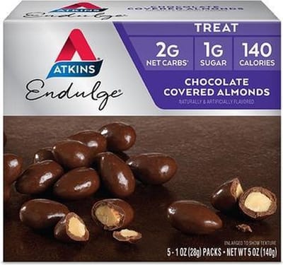 Atkins | Endulge | Chocolate Covered Almond | Doos | 5 x 28g | Koolhydraatarm eten doe je zó!