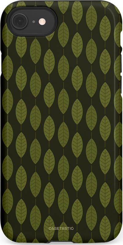 Casetastic hoesje geschikt voor Apple iPhone SE / Apple iPhone 7 / Apple iPhone 8 - Dubbellaagse bescherming - Donkergroene Bladerendek - Fashion Case - Zwart Donkergroen