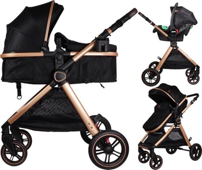 Ding Liam Black/Rose 3-in-1 Combi Kinderwagen Incl. Autostoel