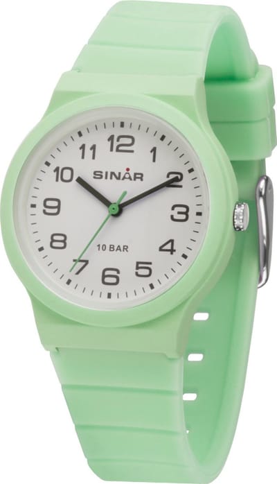 SINAR - Horloge Dames - Kinderhorloge meisje - Tiener - Analoog - 10 bar Waterdicht - Mint - Ø 34 mm - Verstelbaar (13 - 18 cm) - Stevig & Zacht siliconen bandje - Edelstalen Sluiting - Quartz uurwerk - Groen - XB-18-3