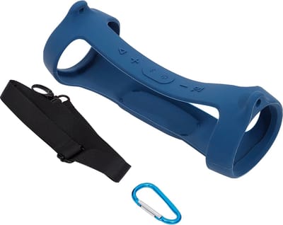 Beschermhoes geschikt voor JBL Charge 5 Bluetooth Speaker - Inclusief Draagriem - Meerdere Kleuren - Schokbestendig - Krasbestendig - Siliconen - Hoesje - Case - Bescherming - Navy Blue