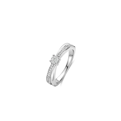 TI SENTO Dames Ring - 925 zilver - Zirconia wit - Maat 17.75 mm / maat 56 - 12374ZI
