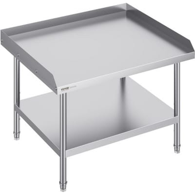 VEVOR RVS werktafel, commerciële werktafel voor voedselbereiding, driezijdige spatwand, in hoogte verstelbare werktafel voor restaurants, thuis en hotels, 762 x 914 x 660 mm