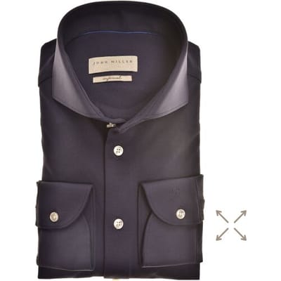 John Miller Overhemd Uni Slim Stretch Donker Blauw / male