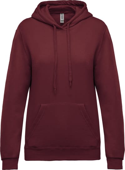 Dames sweater met capuchon, Hoodie, K473, kleur WijnROOD, maat XS