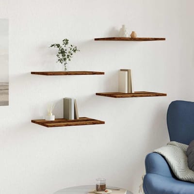vidaXL - Wandschappen - 4 - st - 40x30x1,5 - cm - bewerkt - hout - oud - houtkleurig