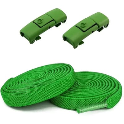 2 paar elastische veters zonder strikken, schoenveters met druksluiting, sneaker voor kinderen en volwassenen, 8 mm brede platte schoenveters voor schoenen 100cm green