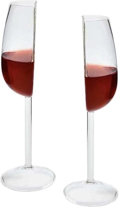 Set van 2 grappige halve wijnglazen - 200 ml, transparant, ideaal cadeau voor wijnliefhebbers, verjaardagen en feestdagen