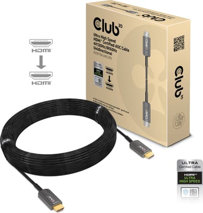 Club 3D Ultra Hoge Snelheid HDMI™ Gecertificeerde AOC Kabel 4K120Hz/8K60Hz Unidirectioneel M/M 15m/49.21ft