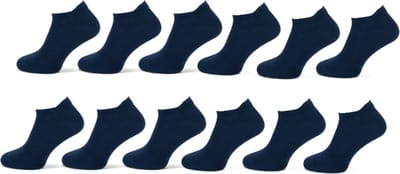 Marco Rossi Badstof Sneakersokken met Lipje - Zakt niet af - Katoen - Heren Dames Unisex - Badstof binnenzool - Lage Sokken - 12 Paar - Marine - Maat 35-38