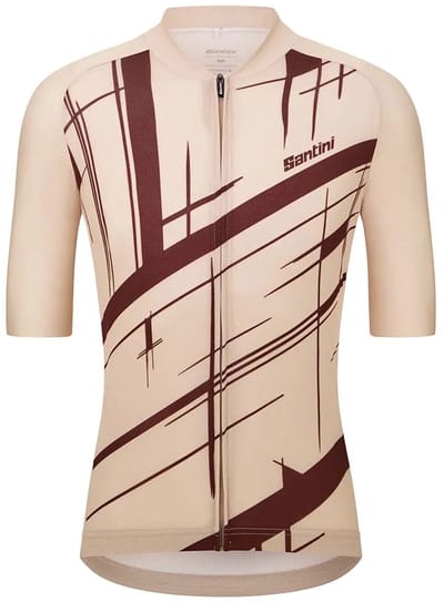 Santini Sketch Korte Mouw Wielertrui Beige L Man
