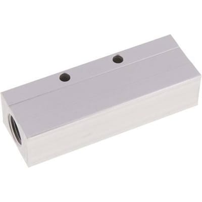 2xG 1/2'' x 3xG 1/4'' Aluminium Verdeelblok Eenzijdig 16 Bar - FL2-F-A-012G-014G-3MS