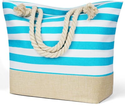 Unyqoos® Stijlvolle Grote Strand- en Boodschappentas voor Dames met Ritssluiting en Binnenvak