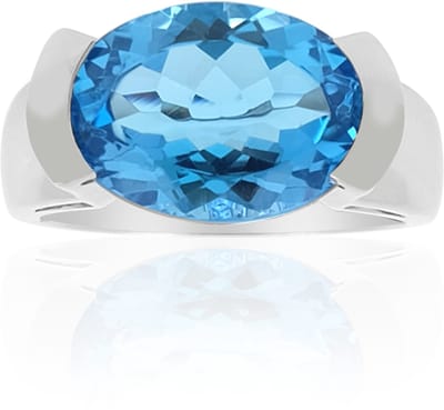 Cavill - Zilveren Ring met 6,3 Karaat Marambaia Topaas - Sterling Zilver Gerhodineerd - Ovale Topaas, Braziliaanse Edelsteen, Elegante Sieraden
