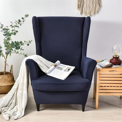 Stretch Fauteuilhoes Effen Kleur Anti-vuil Wingback Bankhoezen Enkele Schuinlopende Rug Leunstoel Slipcover met Kussenhoes