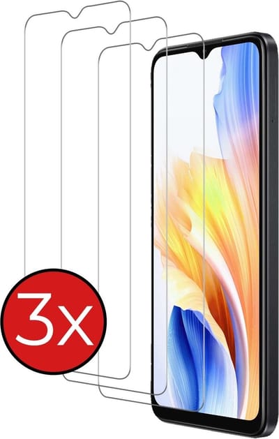 Screenprotector - 3 Stuks - Geschikt voor OPPO A18 - Extra Sterk - Beschermglas - Gehard Glas - Tempered Glass - Screen Protector