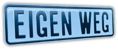 Eigen weg - Aluminium geperst - Bord 35x10,5 cm