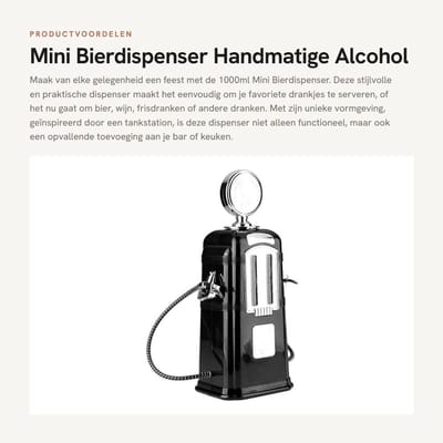 Dailygoods- Alcohol Dispenser 1000ml - Drank Dispenser met Kraan - Mini Bier Dispenser - Geschikt voor Bier/Wijn/Soda - Voedselveilig Materiaal - Eenvoudig in Gebruik - Drankdispenser