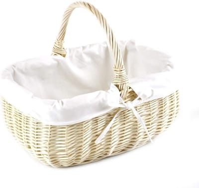 Stevige Rietmand met Handvat - Wicker Winkelmand en Picknickmand voor Boodschappen of Opslag