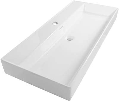Brauer Lunar Wastafel - 100 cm - met 1 Spoelbak en 1 Kraangat - Keramiek Hoogglans Wit