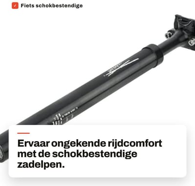 Dailygoods- Zadelpen Schokbestendig - Zadelpen 33,9 mm - Zadelpen 400 mm - Schokdemper - Metalen - Fietsuitrusting - Veringzadelpen