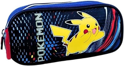 Pennenetui met vak - Etui kinderen - School en opbergen - Duurzaam polyester - 23 cm - Blauw