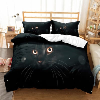 Katten Dekbedovertrek Set Huisdier Katten Patroon Eenpersoons Beddengoed Set Schattig Kitten Voor Jongens Polyester Mysterieus Schattige Kat Kingsize Dekbedovertrek EU single(135x200cm)