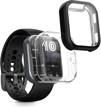 kwmobile 2x smartwatch hoes geschikt voor Amazfit Bip 6 hoesje - Siliconen sporthorloge cover - Activity tracker case in zwart / transparant