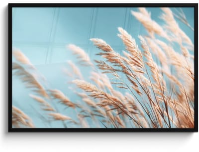 Poster in lijst - Fotolijst 120x80 cm - Posters - Siergras - Wind - Lichtbruin - Posterlijst zwart - Decoratie - Wanddecoratie woonkamer - Muurdecoratie slaapkamer
