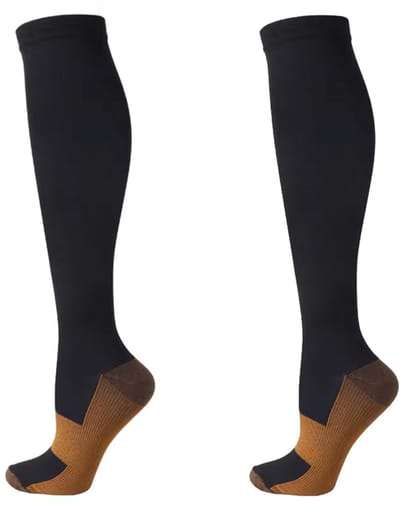 CHPN - Compressiekousen - Compressie sokken - Steunkousen - Compressie kousen - Sportsokken - S/M - Compressie - Zwart/Bruin - Ondersteunende kousen - Reissokken - 1 paar