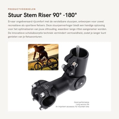 Dailygoods- Stuurpen Verstelbaar - Stuurpen Verhoger - Schokabsorptie - Eenvoudige Installatie - Duurzaam Aluminium - Fietsstangklem - Stuurverhoger