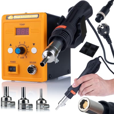 Rosfix Hot-Air Soldeerstation 858D Set - 700W 100–500°C - 3 Spuitmond Set - Soldeerbout 80W BL80W