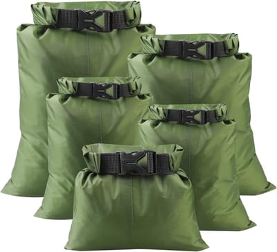 Famanu – Waterdichte Drybags - 1,5 L/2,5 L/3,5 L/4,5 L/6 L - Draagbare Droogzak Waterdichte Tas Dry Bag voor Kajakken Driften Onderdompele Varen Wandelen Kamperen Outdoor (Legergroen)