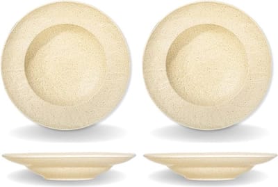 Wilmax - Porseleinen Diepe Borden - Soepborden - 2 stuks - 25,5 cm - 350 ml - Beige