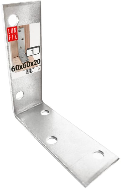 LUN FIX - Stoelhoek - smalle hoekverbinder - 60x60x20x2 mm - 90 graden - houtverbinder